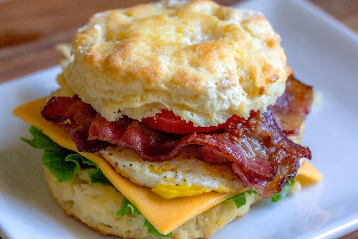 sandwich with bacon eggs and cheese