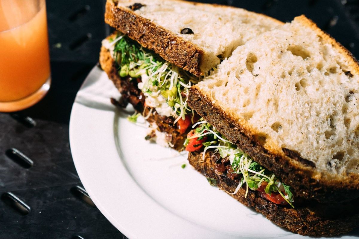 bread toast breakfast sandwich wit micro greens