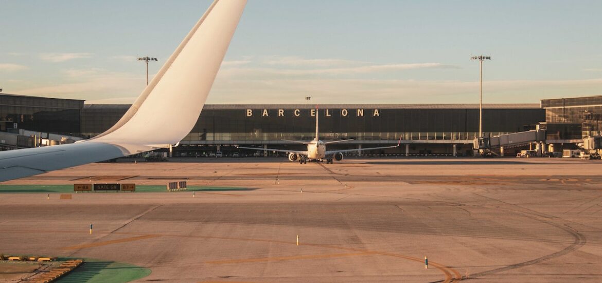 Planes on runway at Barcelona airport