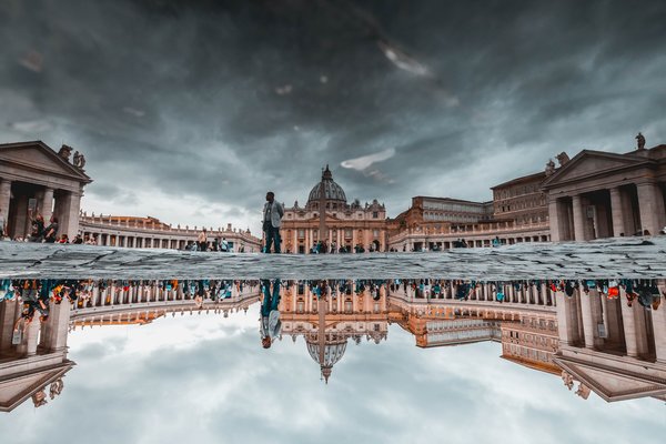 St. Peter's Basilica on a rainy day in Rome