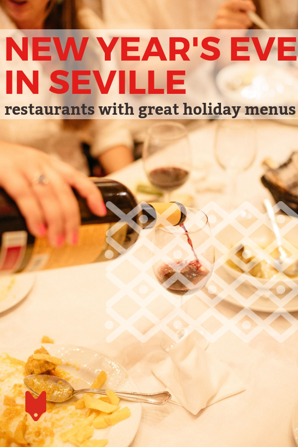 Seville is full of great food at any time of year, but its New Year's Eve parties are epic. Here are just a few of our favorite restaurants in Seville with a special menu for New Year's Eve. #Seville #Spain #party #NYE #NewYearsEve #food #travel