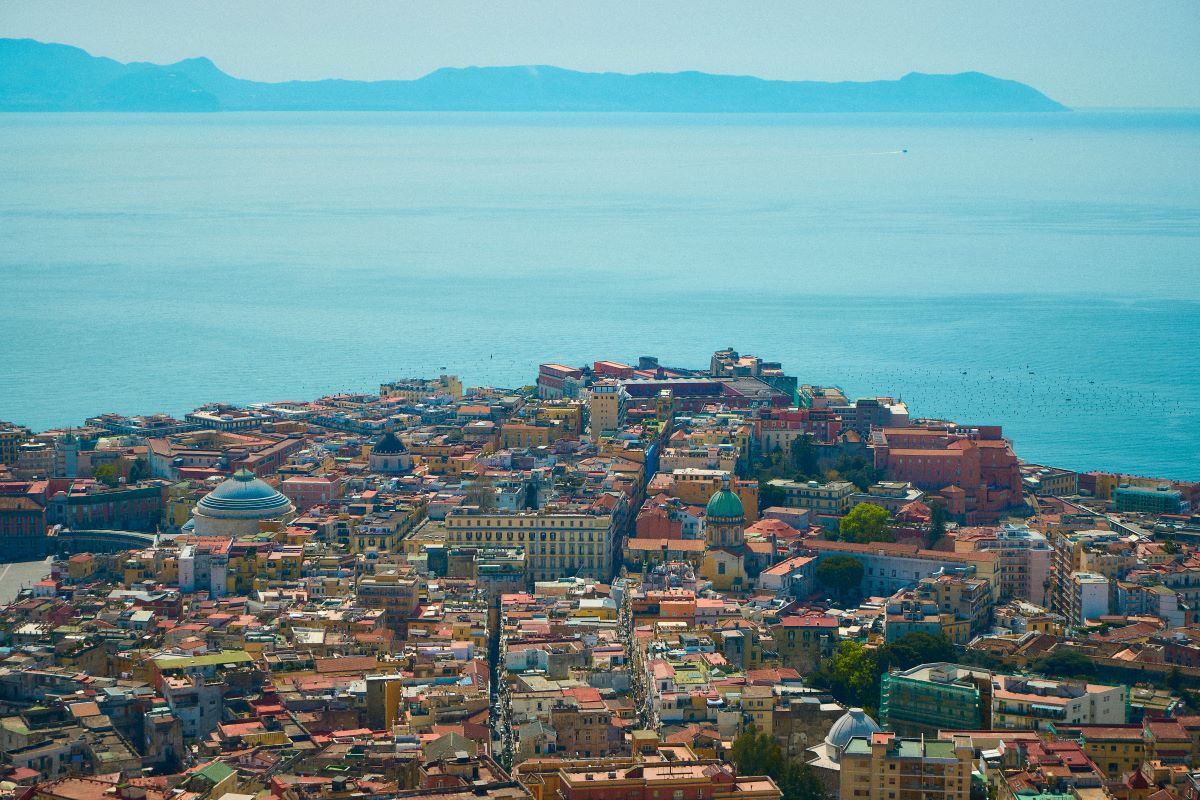 An aerial view of Naples, Italy