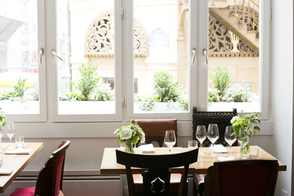 The dining area at Verjus restaurant in Paris