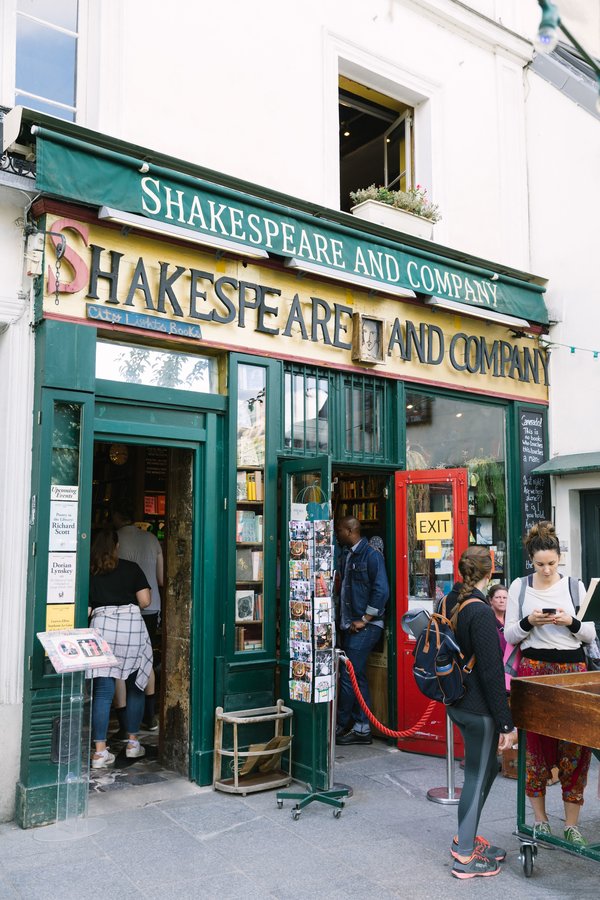 Exterior of Shakespeare & Company bookstore in Paris