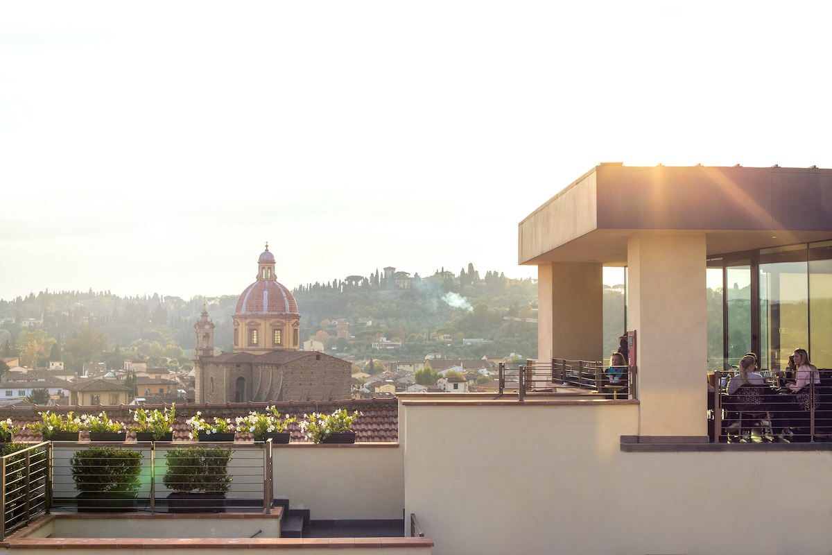 Rooftop bar overlooking Florence, Italy