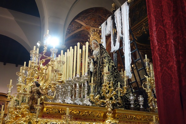 Holy Week float at a church in Seville