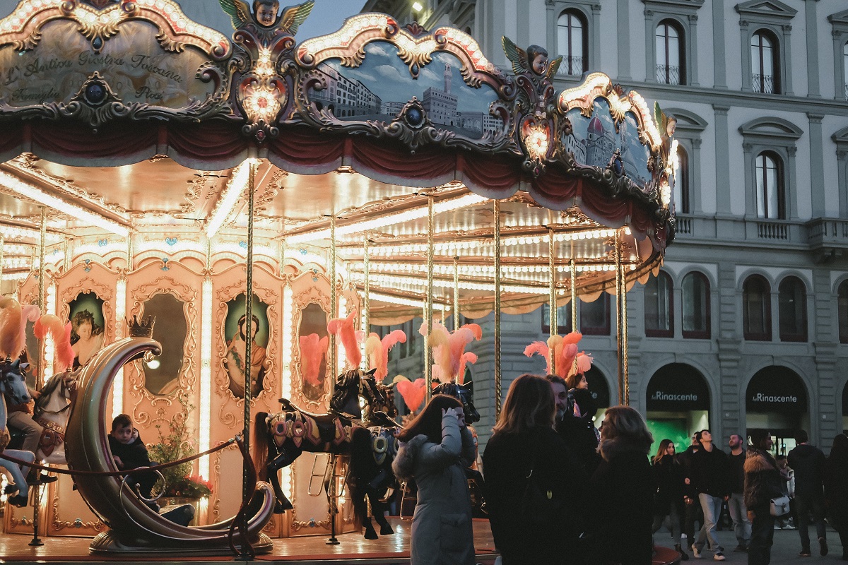 The carousel in Florence's Piazza della Repubblica in the winter