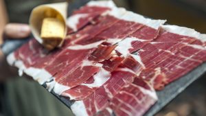 This is jamón ibérico, one of the most popular tapas in Seville!