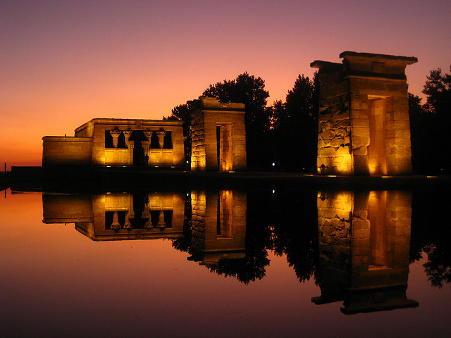 Seeing the Templo de Debod at sunset is a must when you're in Madrid, stunning reflections, gentle lighting and an incomparable night sky acting as a backdrop - certainly one of the best views in Madrid