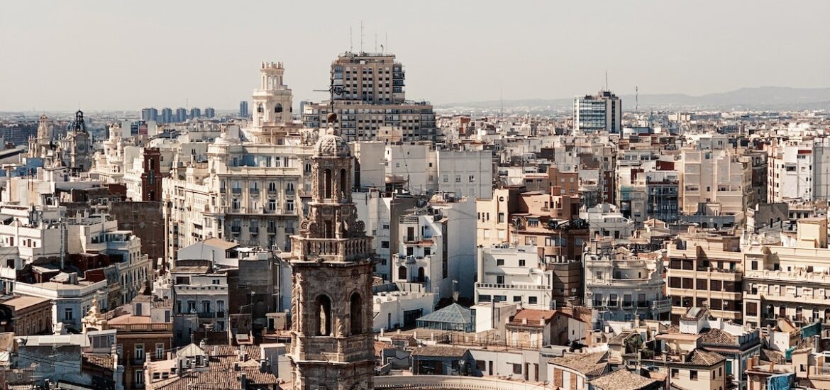 View of downtown Valencia, Spain from above.