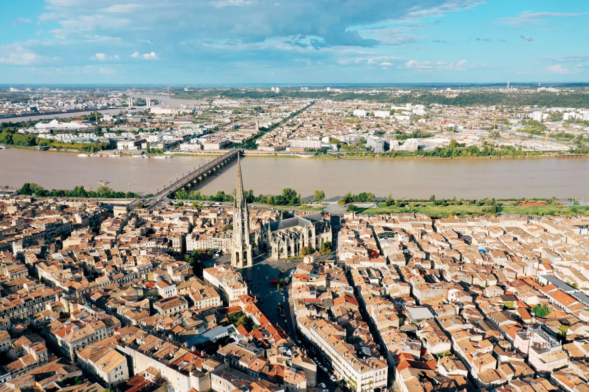 An aerial view of Bordeaux