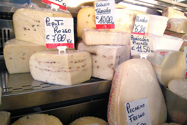 A selection of Italian cheeses.