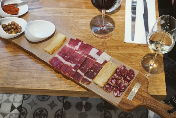 Wine with charcuterie and cheese